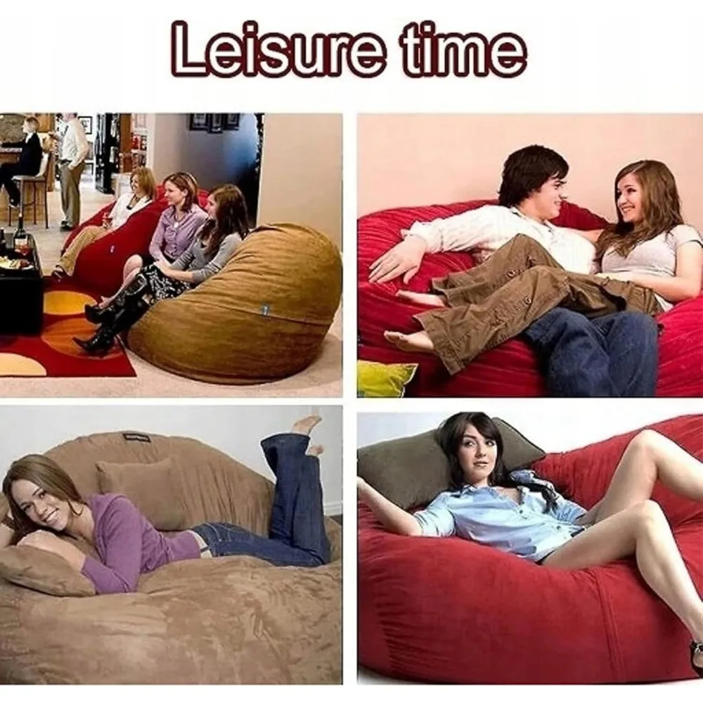 (الغطاء فقط، بدون حشو) غطاء كرسي بين باج من الفرو العملاق للأطفال والكبار، أثاث غرفة المعيشة، كبير مستدير ناعم منفوش من الفرو الصناعي