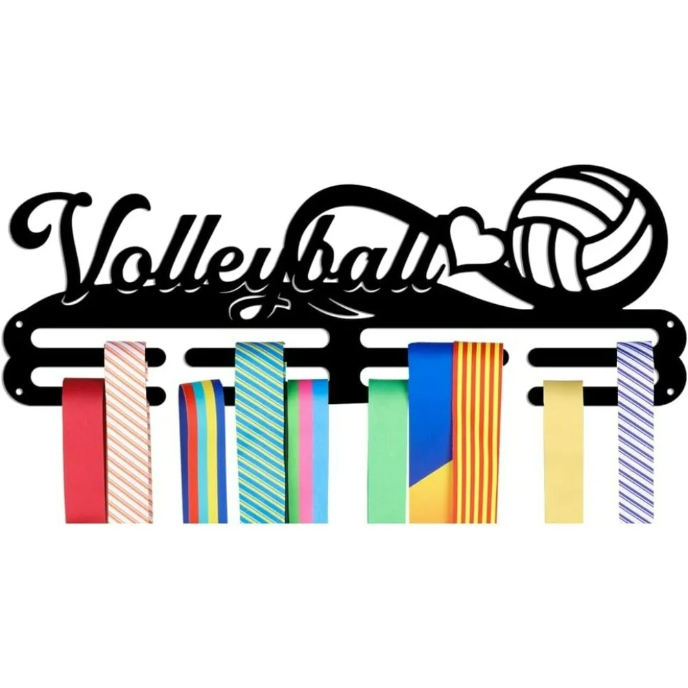 Medals Hanger Display Holder Rack Volleyball Theme Medals Display Wall Mounted Frame Medal Ribbon Holder Hooks for Competition