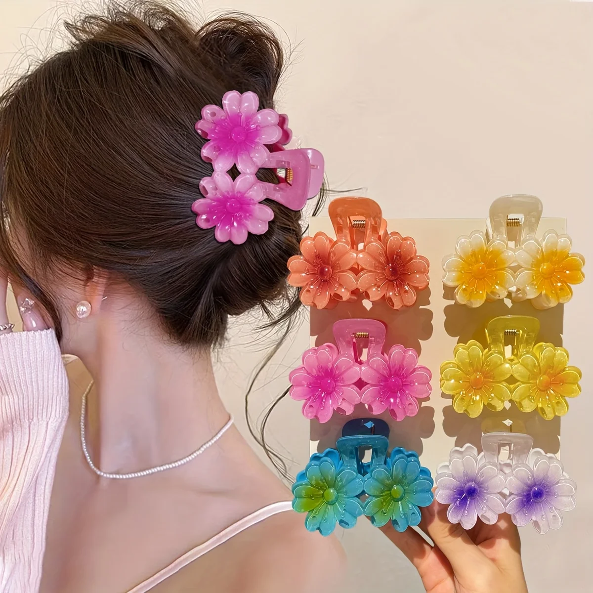 

6Pcs Women's Model,Hawaiian Style, Flower-Shaped,Suitable for Seaside and Beach, Recommended Gift Hair Accessories