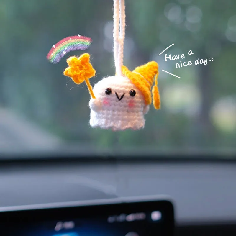 Carro Pingente Pequeno Fantasma Handmade DIY Crochet Pingente De Carro Terminado 2023 Decoração Halloween Venda Quente