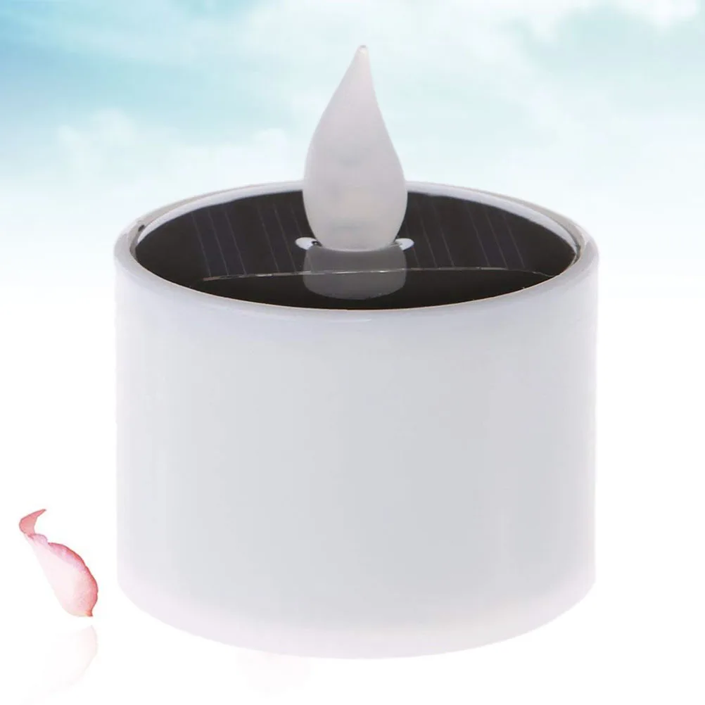 

3 Pcs Waterproof LED Solar Candles Tealights for Outdoors Halloween Decorative White Flameless Light Solar