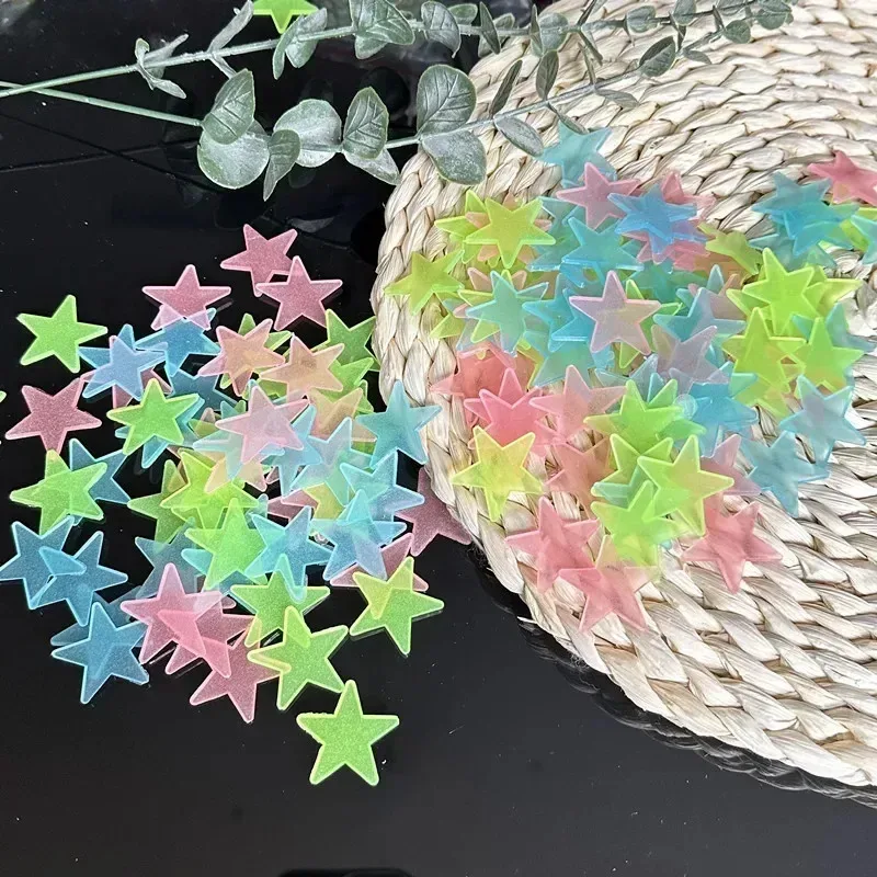 야광 별 벽 스티커, 50/1000개, 형광 3D 광택 접착제, 가정 및 어린이 방 꾸미기에 적합
