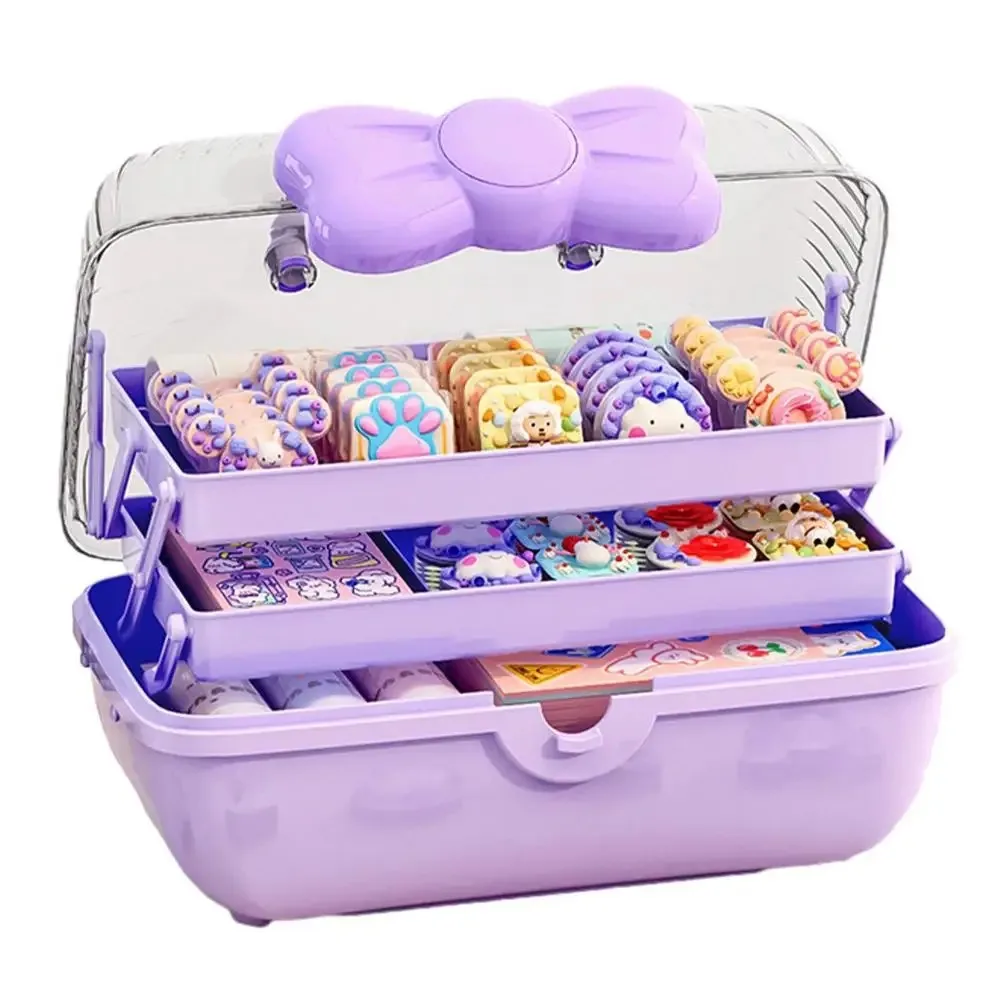 Cute Multi-layer Hairpin Storage Box Bowknot Waterproof Jewellery Box pp Toy Storage Box Children