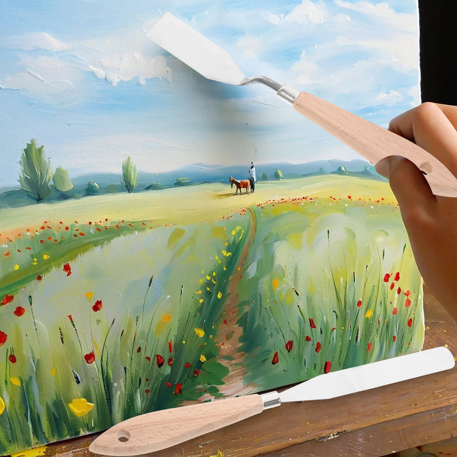 

4pcs Oil Painting Scraper Stainless Steel Smooth Edge For Pigment Mixing Color Blending Durable Art Tool Set Spatula Scraper