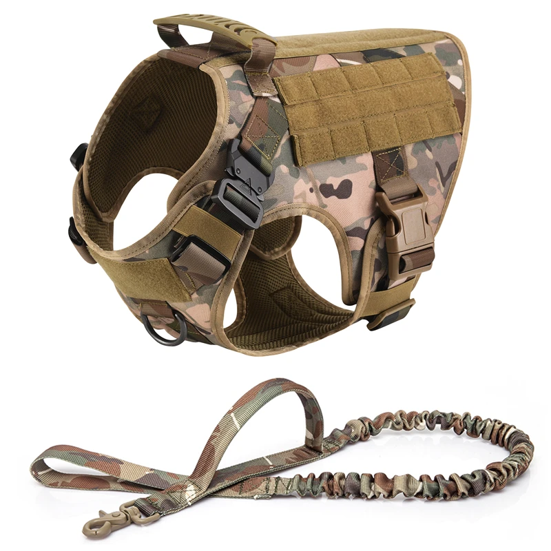 Tactical Military Vest Pet German Shepherd Golden Retriever Tactical  Training Dog Harness and Leash Set For All Breeds Dogs, image 15