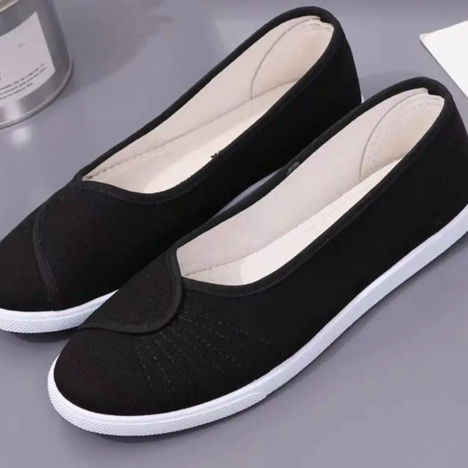 Flat Whit Shoes For Women Black Slip On Woman Footwear Canvas Sale With Elegant Hot Comfortable And Elegant 39 Promotion Cheap