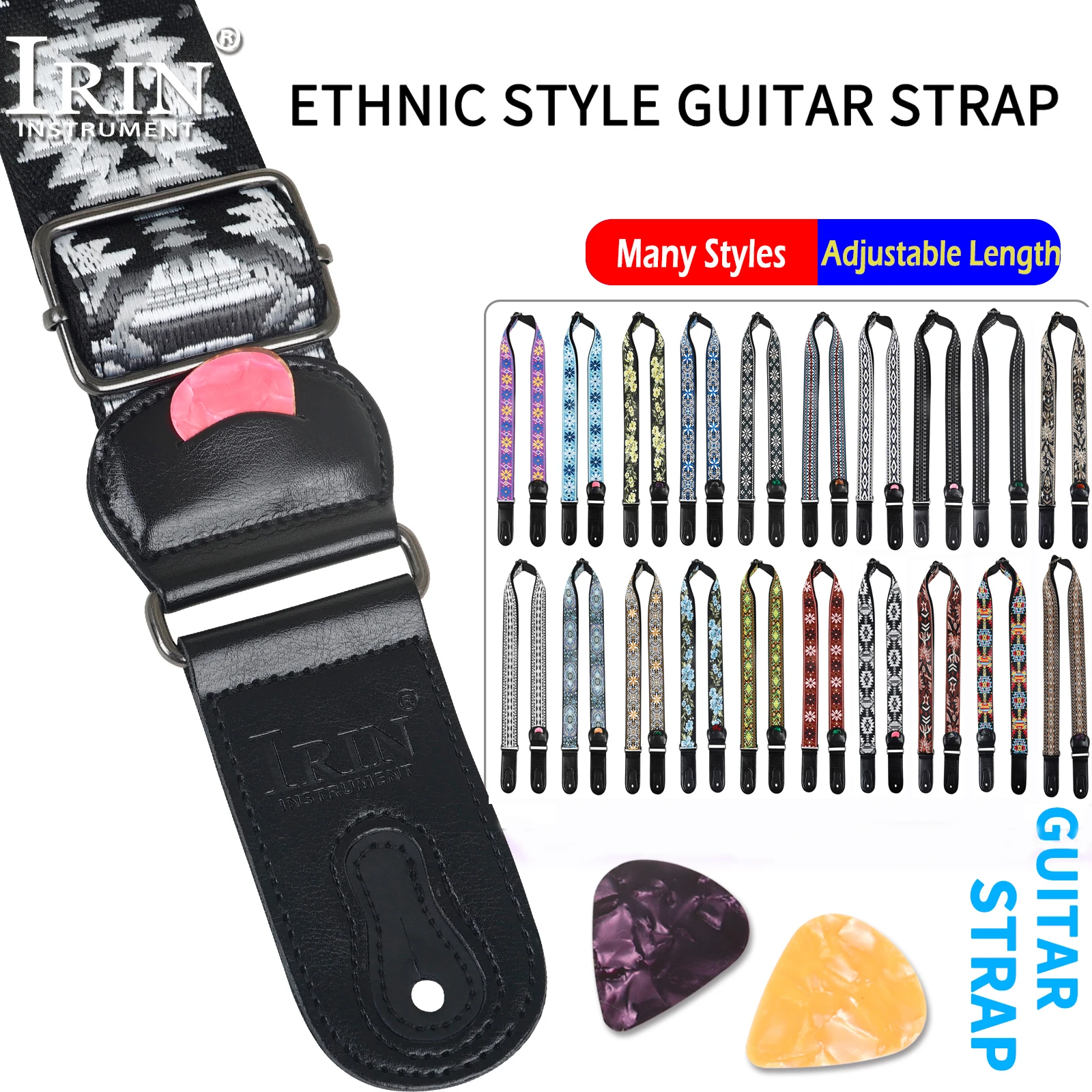 Gitarren gurt Stickerei Baumwolle Gitarre Schulter gurt verstellbar mit Pick profession ellen Gitarren gurt Allzweck zubehör
