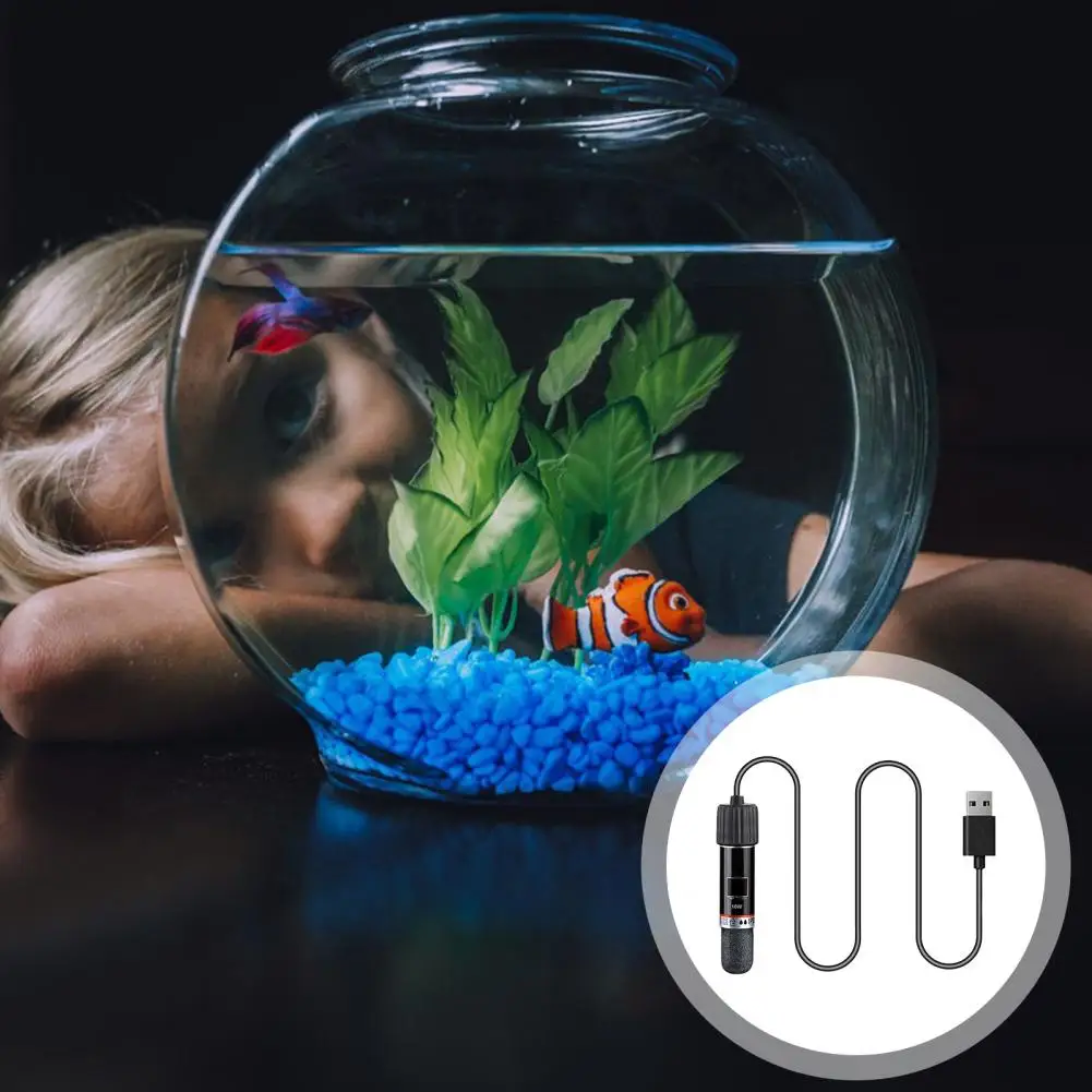 Easy to Use Fish Tank Heater Efficient Mini Usb Aquarium Heater Durable Heating Rod with Temperature for Small for Tropical