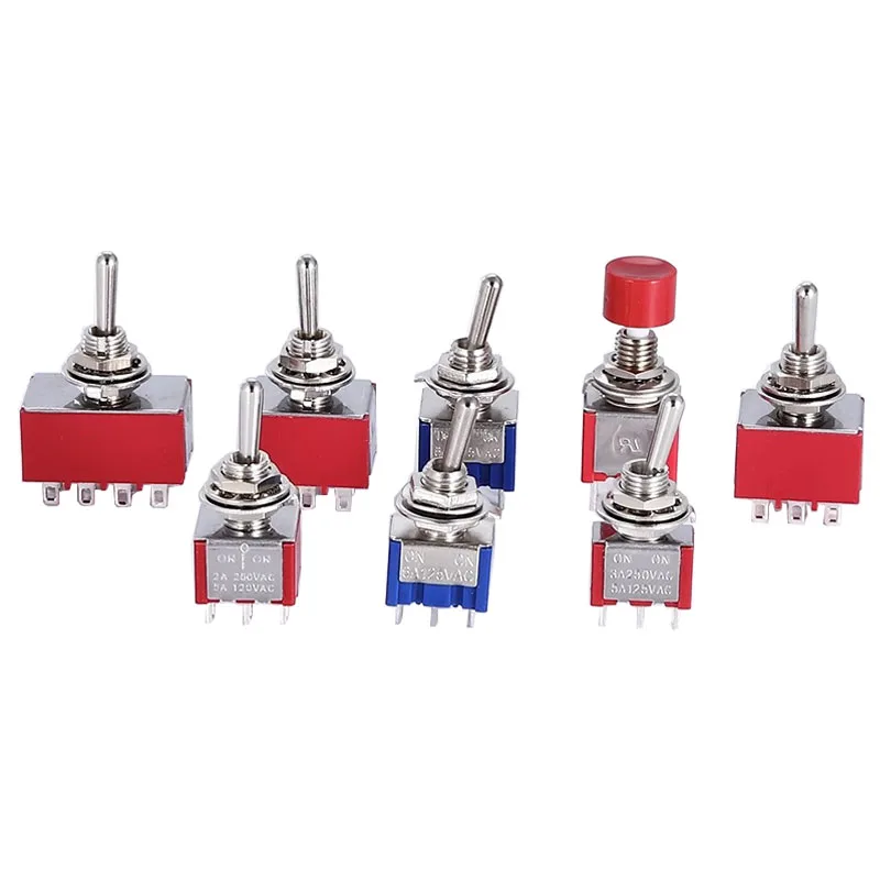 5PCS SPDT DPDT Reset Latching Toggle Switch 125V6A MTS-302 Mini Miniature Toggle Switch MTS-403 ON-ON Mini Toggle Switches