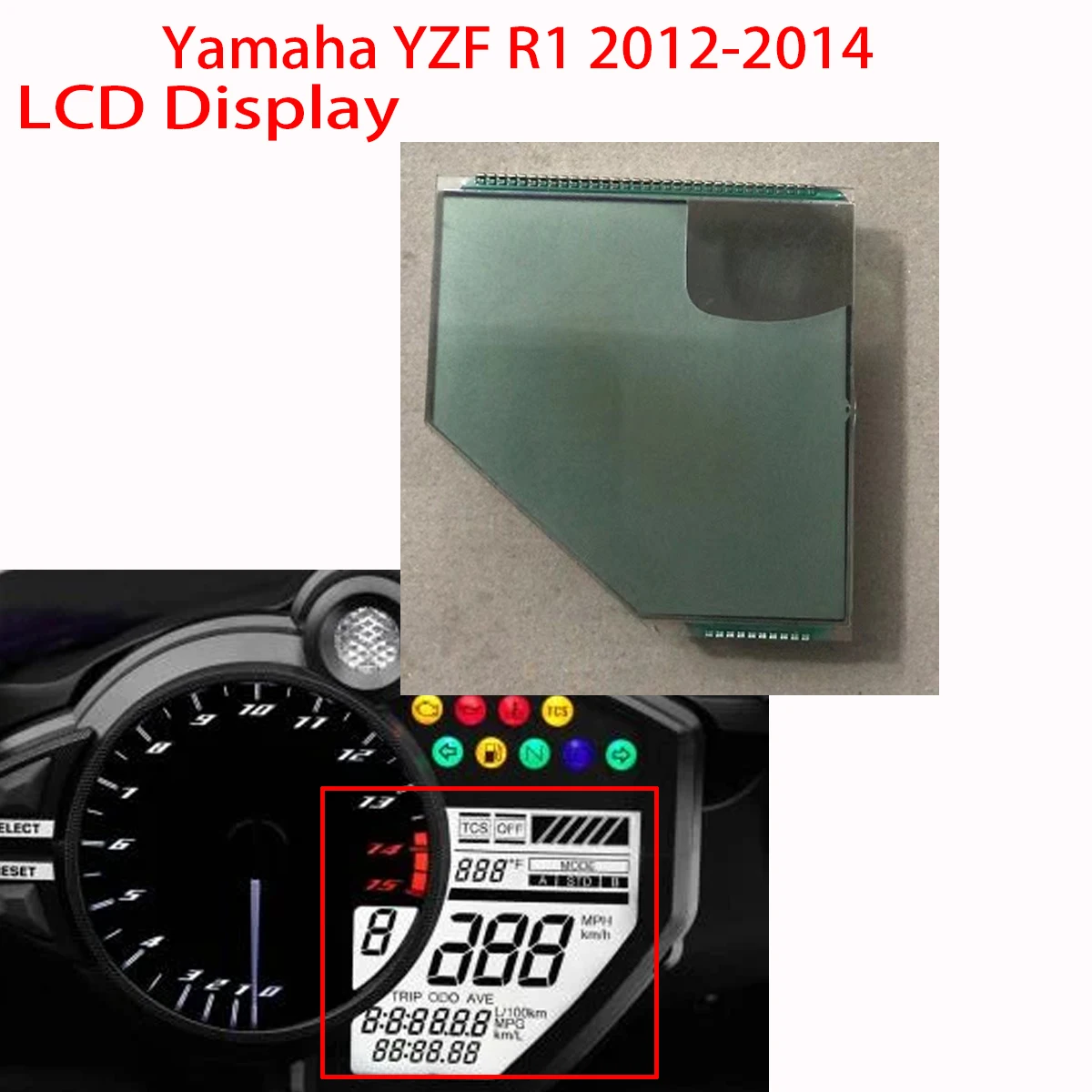 New LCD Display For Yamaha YZF R1 2012-2014 Speedometer Instrument LCD Screen repair