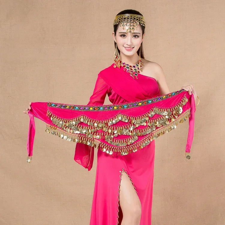 Belly Dance Waist Chain Hip Scarf New Indian Dance Performance Waist Scarf Beginner Belt Overweight Super Loud Extended Waist