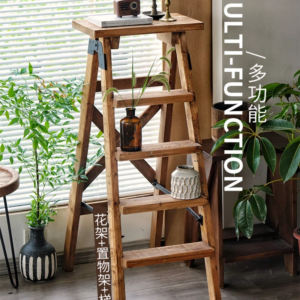 

Nordic Floor Solid Wood Ladder Bedroom Storage Shelves Simple Flower Stand Bed & Breakfast Furniture Decoration