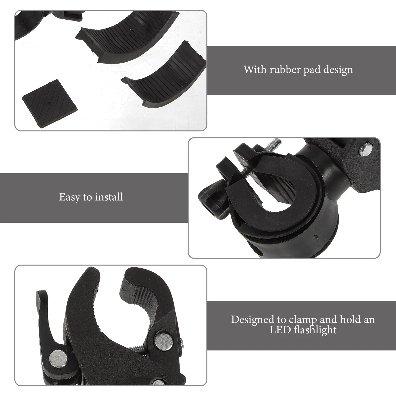 

2pcs Bike Flashlight Holder Sturdy Light Rack Durable Plastic Mount For Bicycle Lamp Night Riding 360 Degree Adjustable