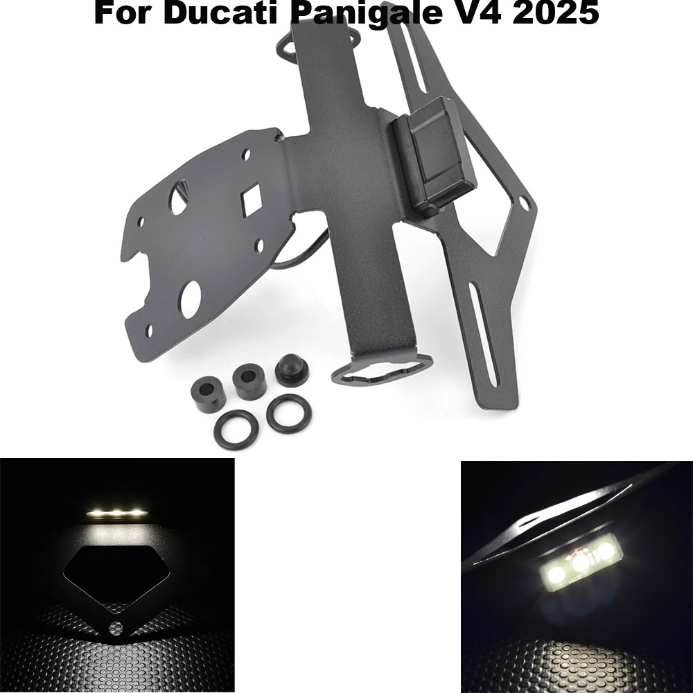 

For Ducati Panigale V4 2025 Motorcycle License Plate Bracket Holder with Plate Light