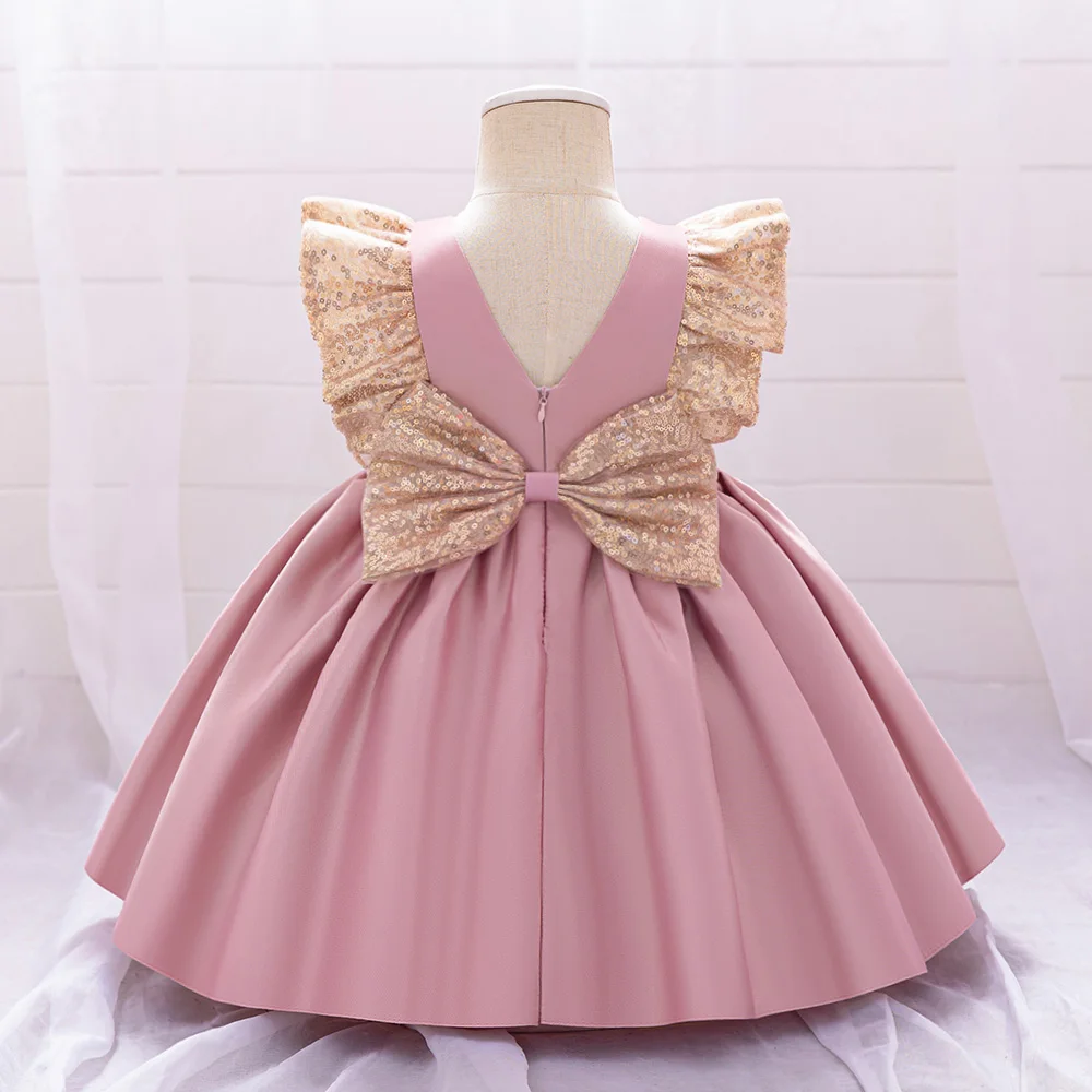 

Baby Girl Clothes Big Bow Newborn 1st Birthday Dress For Kids Sequin Wedding Princess Ceremony Baptism Party Costume Vestidos