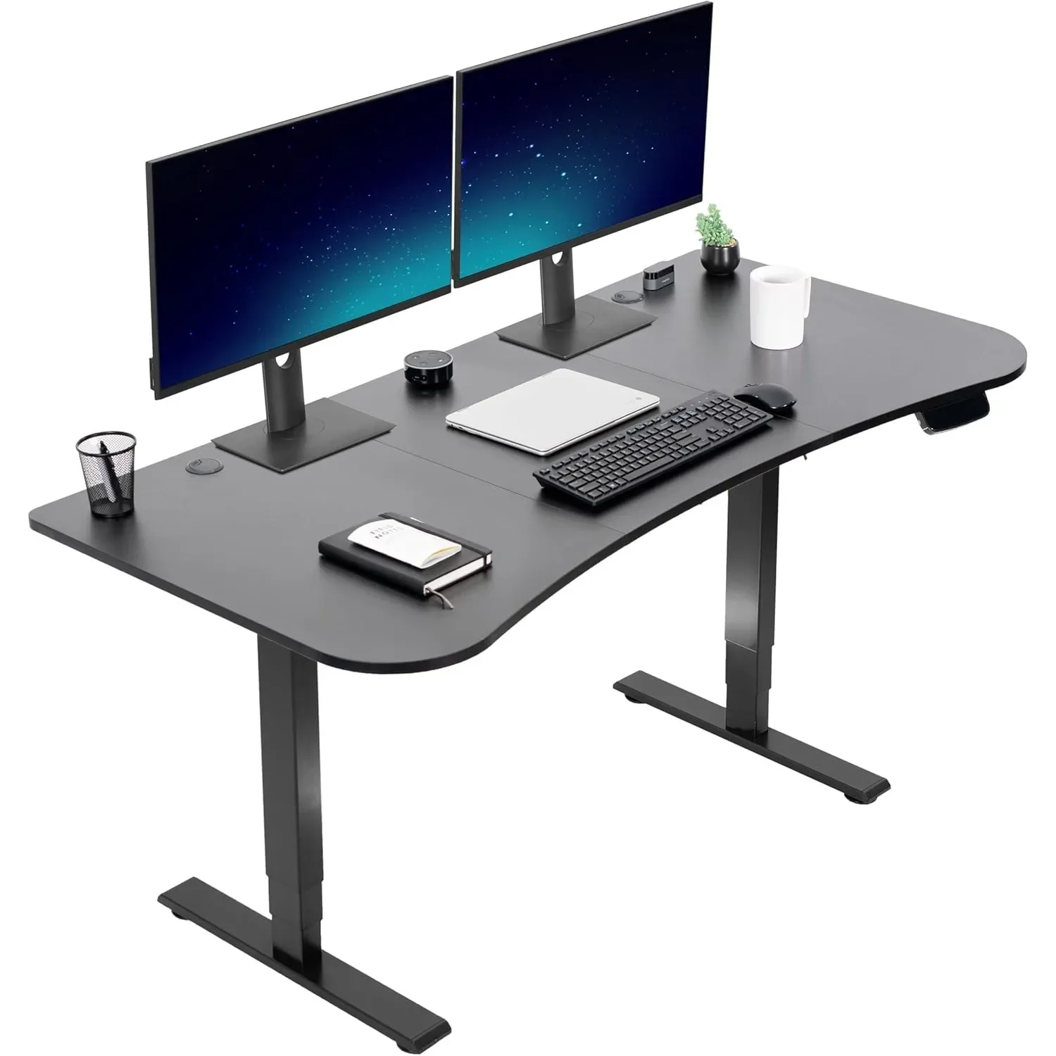 Electric Height Adjustable 63 x 32 inch Memory Stand Up Desk, Touch Screen Preset Controller