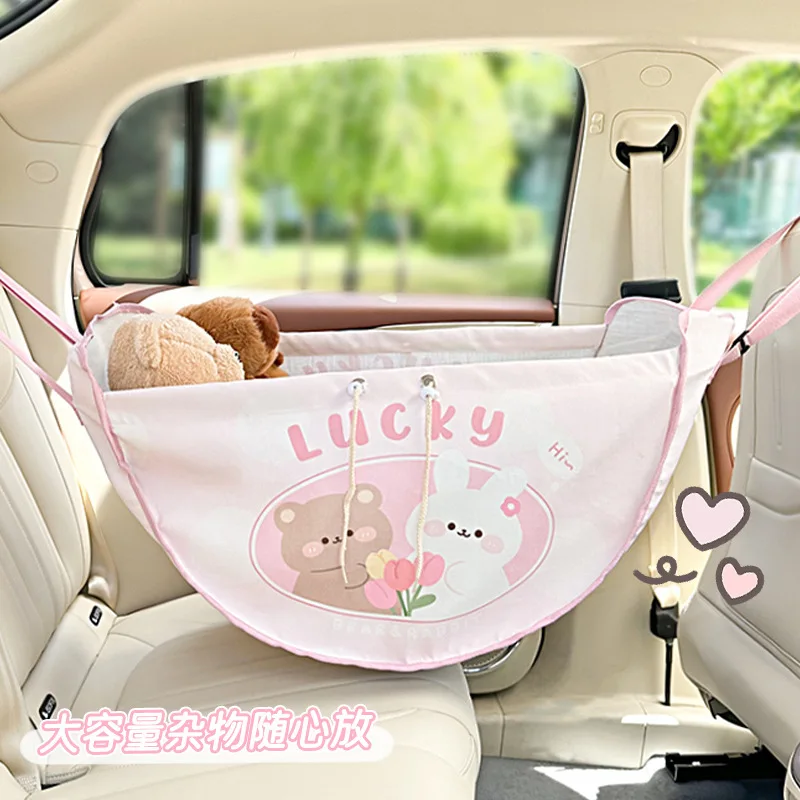 

Cartoon Car Seat Back Storage Bag Fabric Multifunctional Large Capacity Car Rear Seat Middle Storage Bag Hanging Bag Accessories