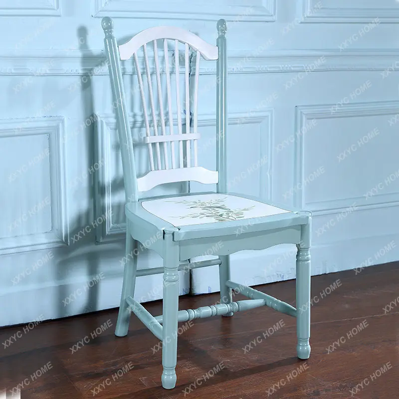 Rustic mediterranean 1.5m dining table wholesale factory rectangular painted 1.2m dining table and chairs
