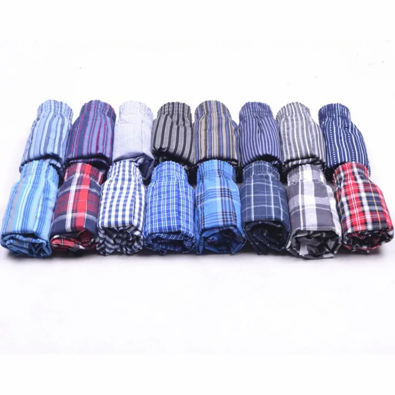 5PCS Coton Culotte pour hommes Casual Home Hommes Boxer Respirant Hommes Shorts de Sport Doux Confortable Plaid Aro Pantalon Slip