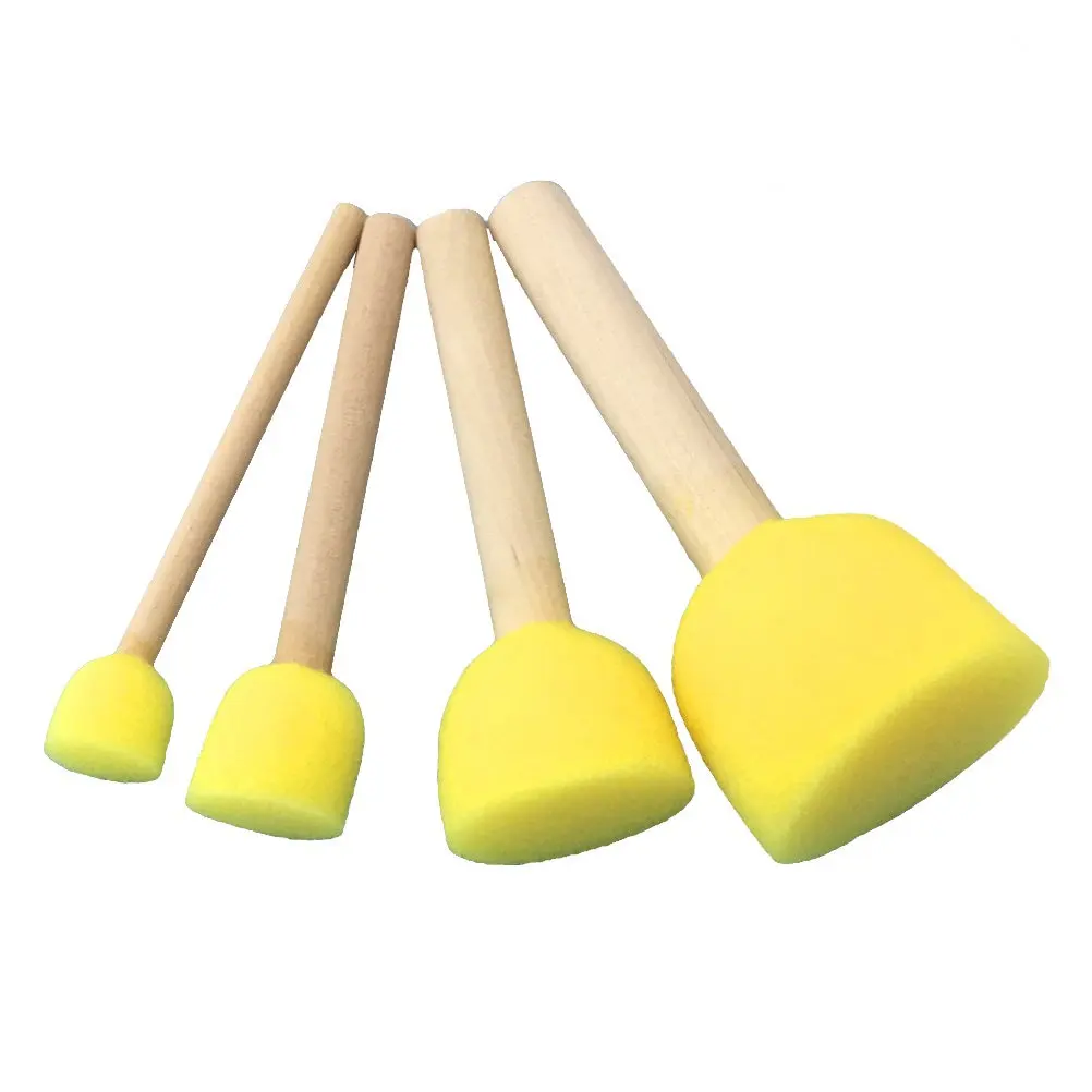24Pcs Friendly Sponge Painting Brushes with Handle for Graffiti Art Drawing Craft Stippling Sponge Brush Paint