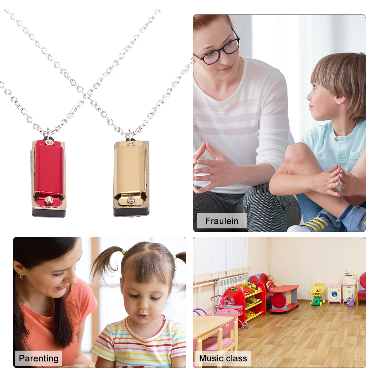 

2 Pcs Organ Toys Music Instrument Kid Toddler Musical Key Chain Alloy Child Harmonica