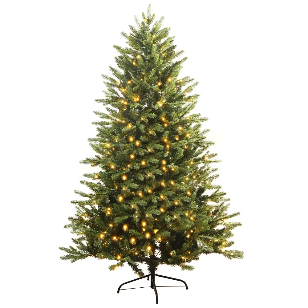 PE Illuminated Christmas Tree Household Green Luxury PVC Mixed Three-dimensional Three-pronged Pointed Christmas Tree