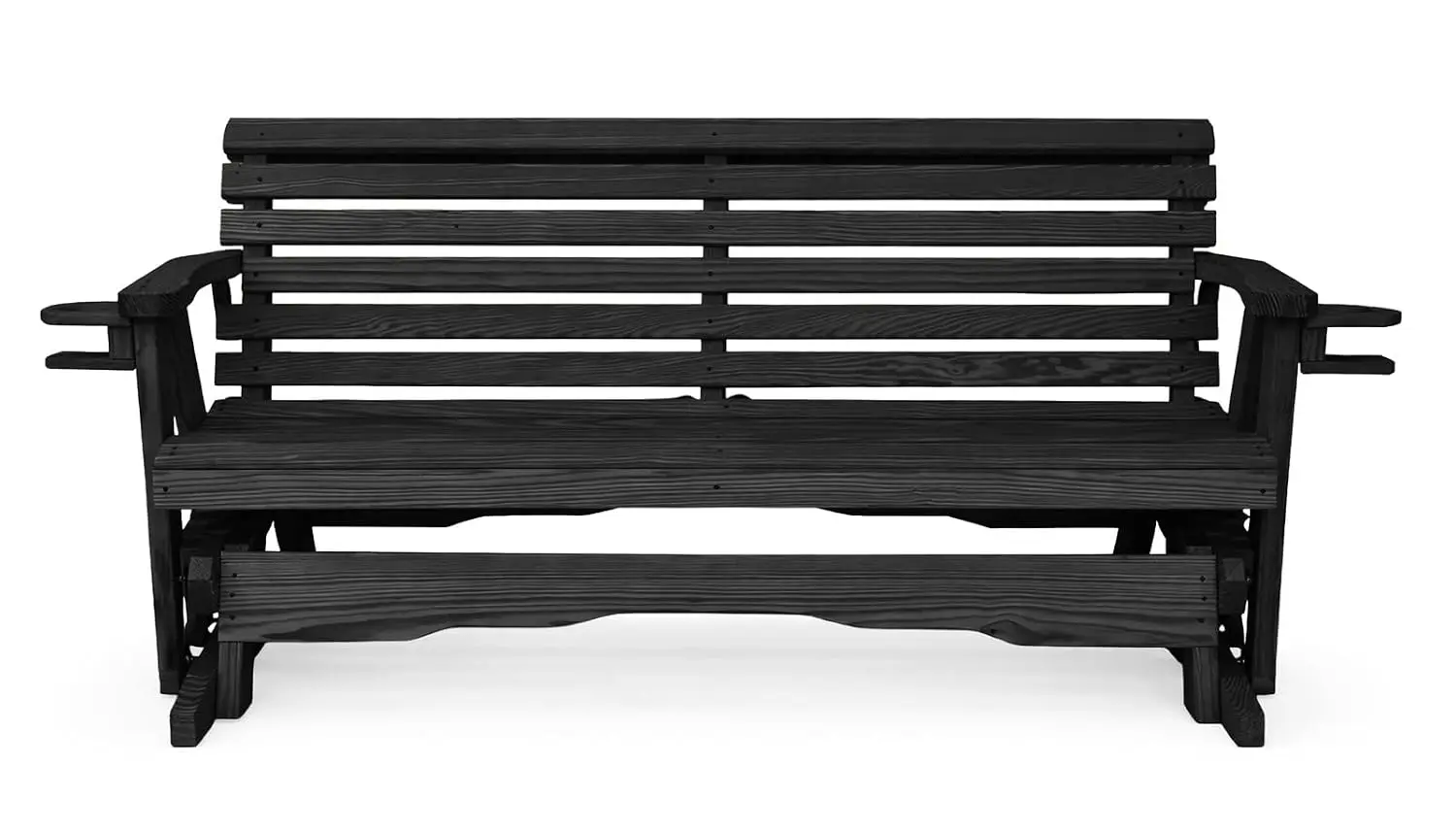 5 FT Pine Wood Porch Glider Bench Cupholders 3 Person Smooth Balanced Glide Patio Outdoor Seating 60 Inch, Customized
