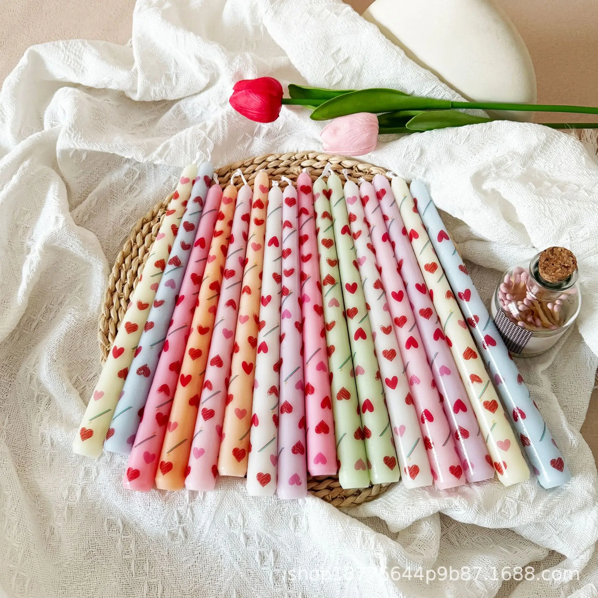 Fotografia 7: Velas em forma de coração com haste longa, decorações sem fumaça e sem odor para casamentos românticos e jantares à luz de velas.