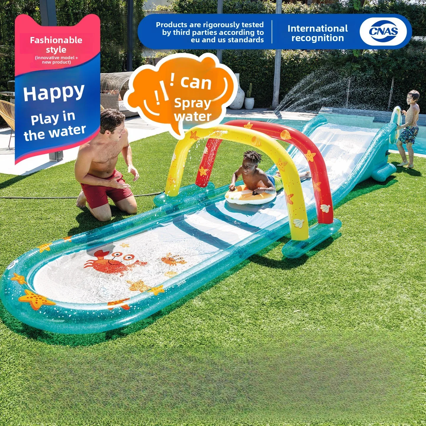 Inflatable Race Track Water Slide Kids Sprinkler Swimming Pool Outdoor Water Play Pool
