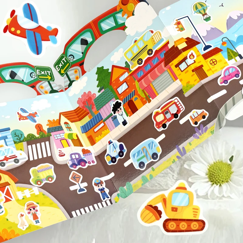 Montessori Quiet Book Naklejki Wielokrotnego Użytku Zabawka Edukacyjna dla Dzieci - Gra Sortująca dla Niemowląt Rozwijająca Umiejętności Logiczne