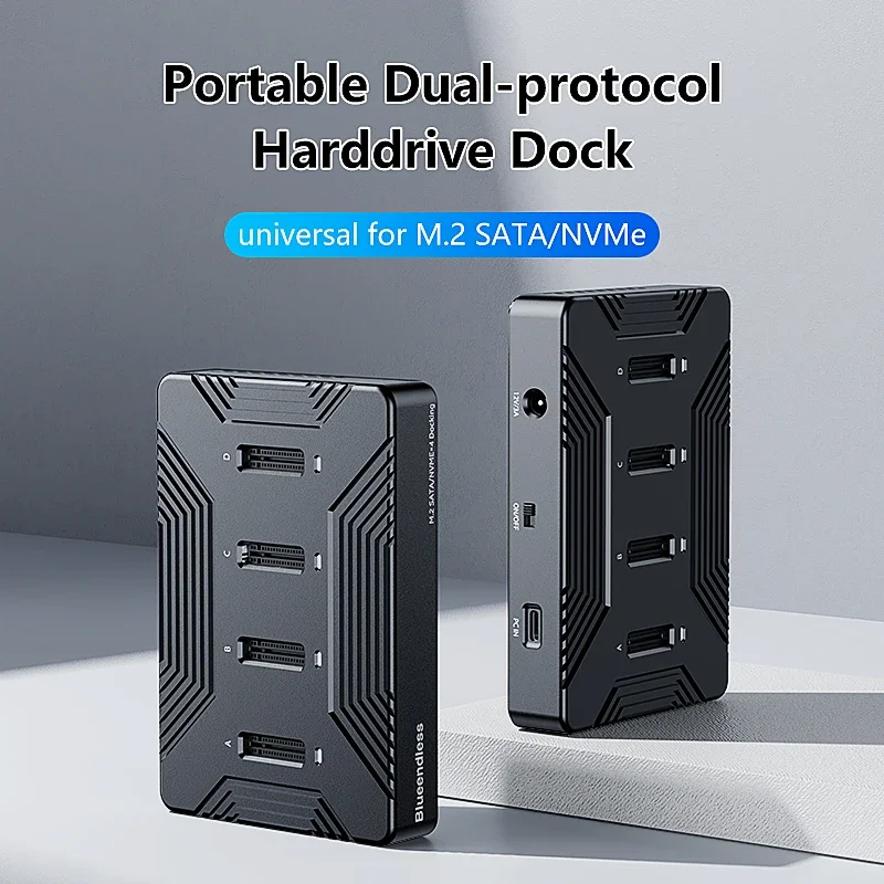 Hot Sale 4-Bay M.2 NVME PCIE SATA SSD Enclosure Adapter Docking Station Type-C to M.2 NVME NGFF Docking Station