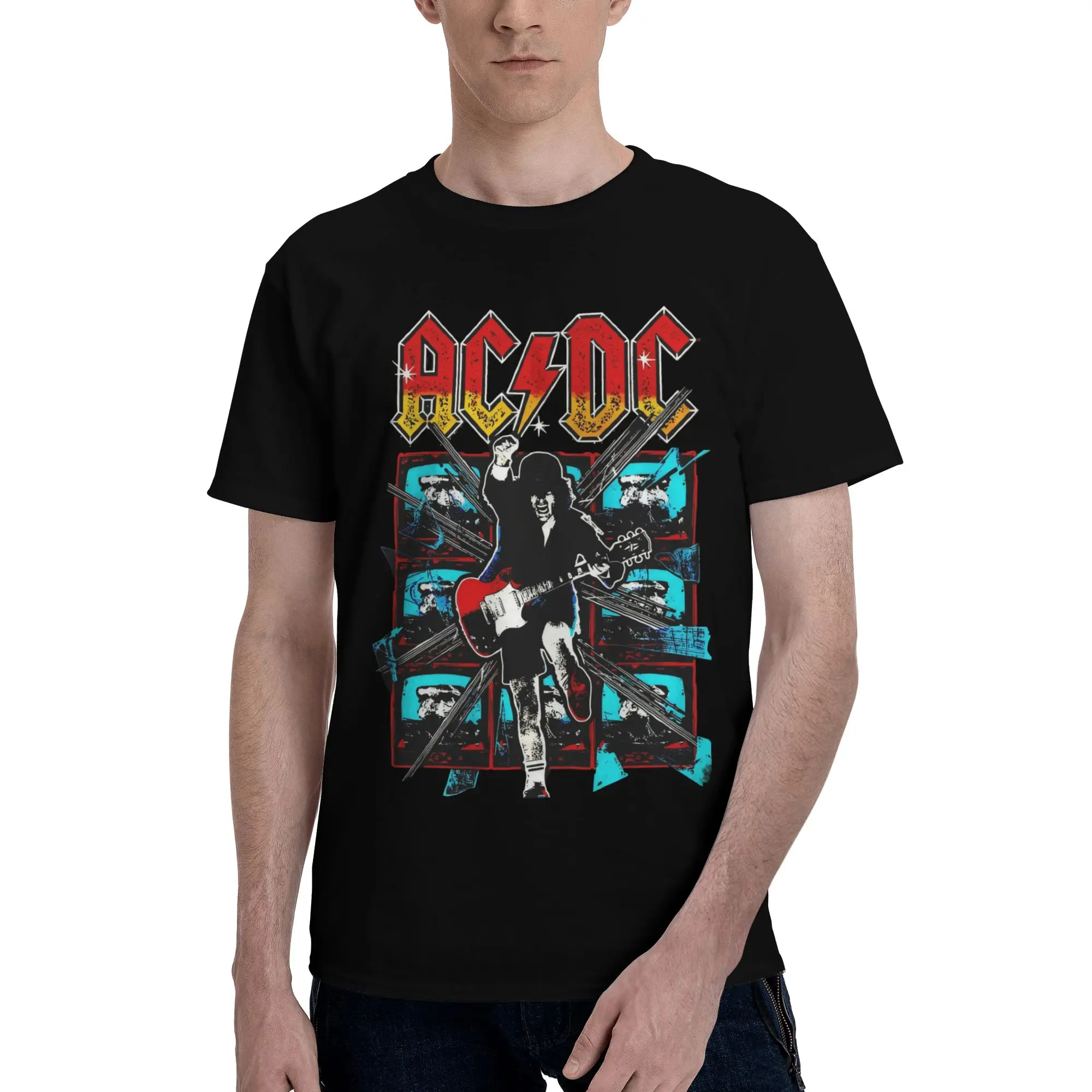

Rock Heavy Metal AC DC T Shirt for Men 100% Cotton T-shirt Casual Summer Style Short Sleeve Tee Shirt Loose Fit Clothing Gift