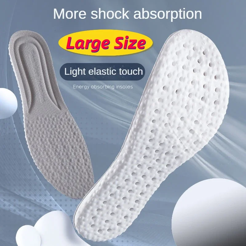 Large Size Sports Insoles EU47-48-49-50 for Adults Men Women PU High Elastic Shoe Pads Cushion Sweat Absorption