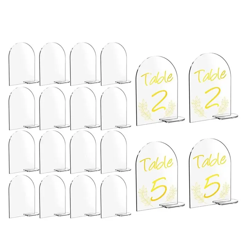 【CYBER MONDAY】20 Packs 6X4 Inch Blank Acrylic Numbers Signs with Stand Wedding Reception Sign Diy Arch Acrylic Stand Signs