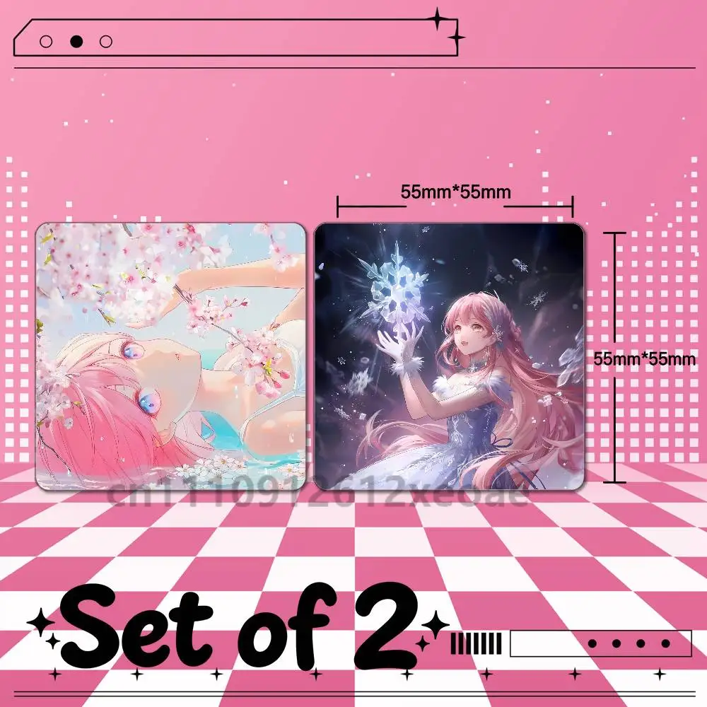 Infinity Nikki 2PCS Set PVC Fridge Magnet 55x55mm Square Magnetic Sticker for Kitchen Home Decor Gift
