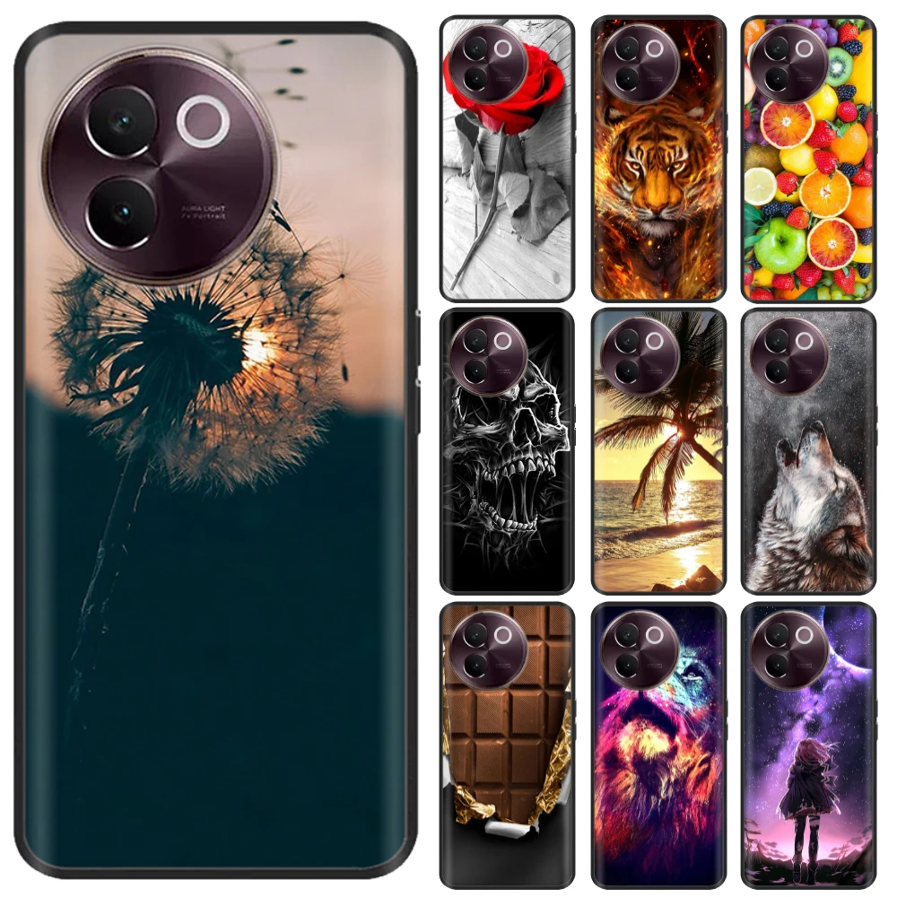 Case For Vivo V30E V2339 Back Cover Color Painted Soft TPU Silicone Black Phone Shell For VivoV30E 5G Shockproof Bumper Coque