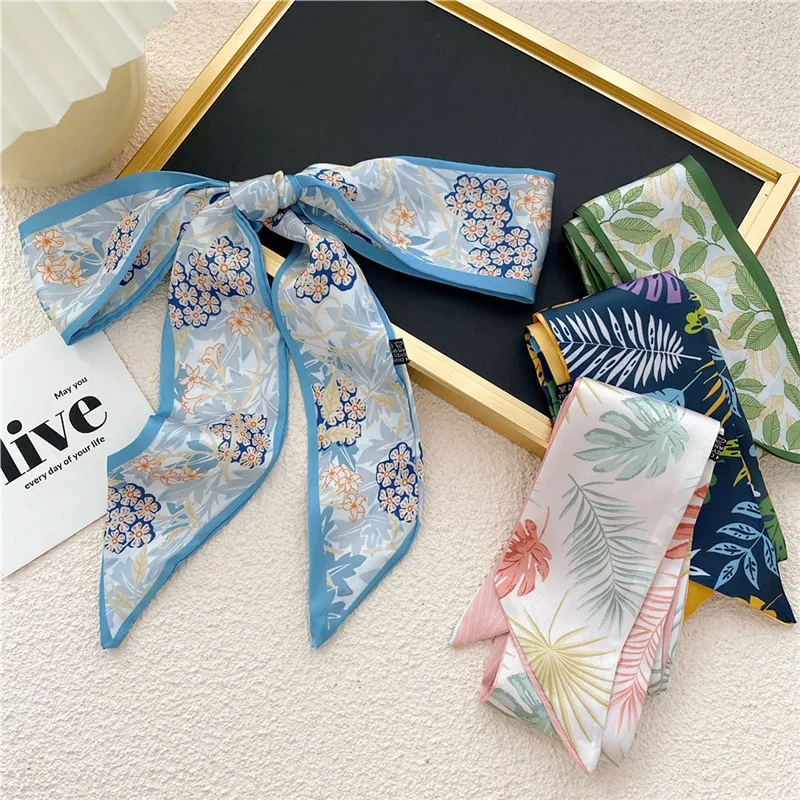 Fashion Print Long Narrow Scarves Headscarf Hair Ribbon Bands Scrunchies Headband Hair Accessories Women Summer Scarf Neck Wrap