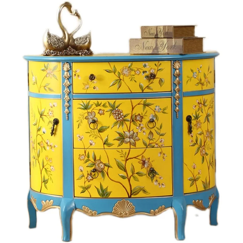 

American rural pastoral view table, entrance table, three-drawer chest cabinet, cup-shaped cabinet, locker