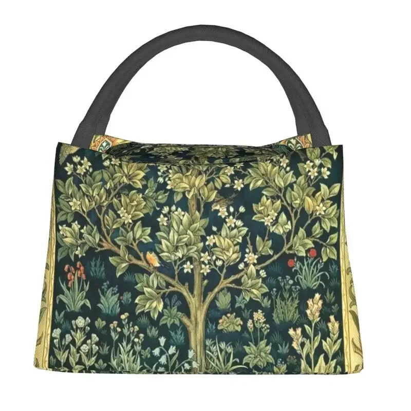 Tree Of Life By William Morris Thermal Insulated Lunch Bag Women Floral Textile Pattern Portable Lunch Container Meal Food Box