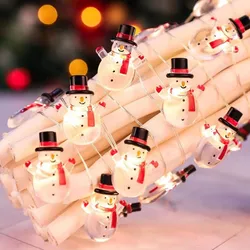 2M 20LED Santa Claus Snowflake LED Light String Christmas Decoration For Home Xmas Tree Ornament 2024 Navidad Kids Gift New Year