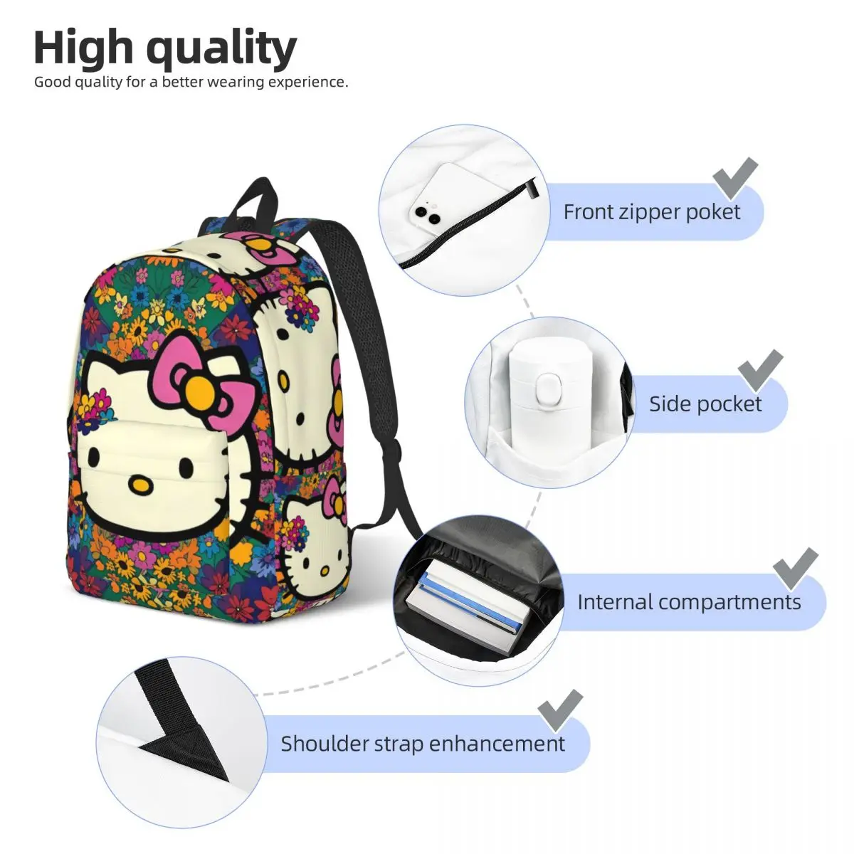 Hello Kitty Ransel Kartun Lucu Ransel Berkemah Tas Sekolah Remaja Kawaii Ransel Tahan Lama Kualitas Tinggi