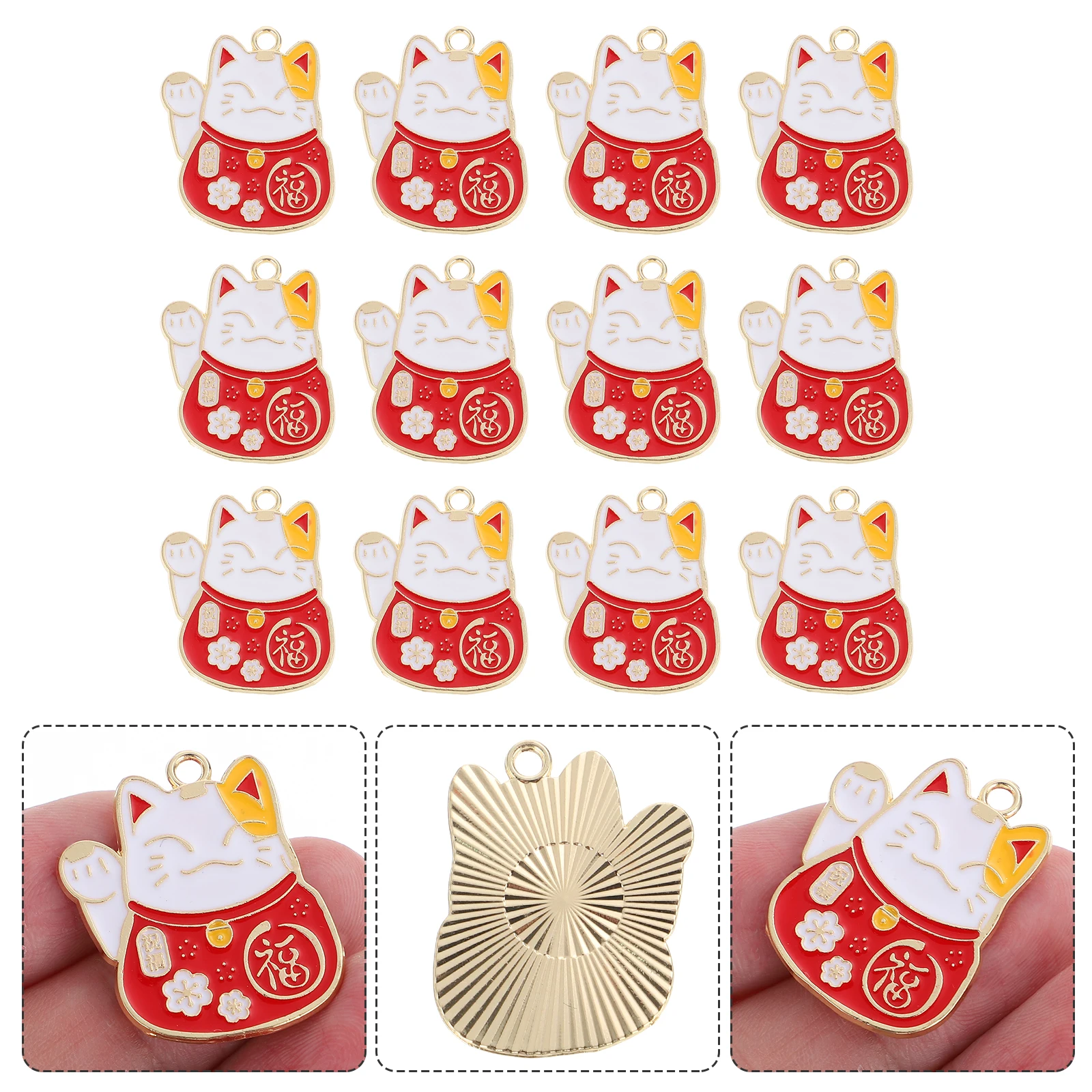 

20pcs Keychains Cat Charms Pendant Jewelry Making Crafts Lucky Kitten Decorations Small Wear-resistant Alloy Accessories