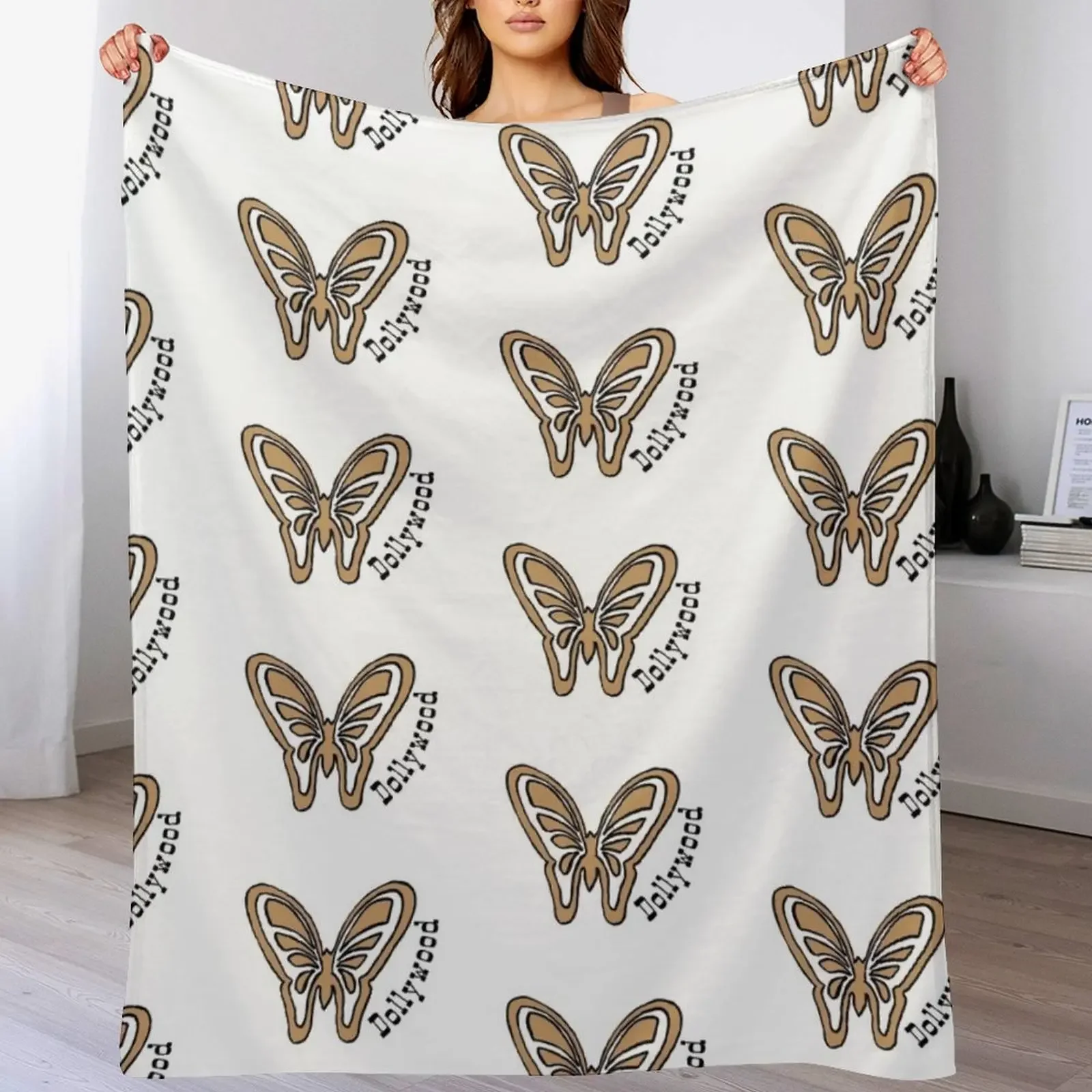 

Dollywood butterfly Throw Blanket Shaggy Furry Soft Blanket for Bedroom Living Room