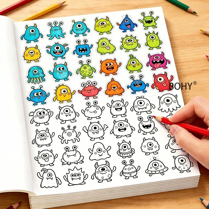 An Adult Decompression and Coloring Book, Including Pet/food/monster Theme Sketches, 32 Pages Thick Paper, Tracing+coloring