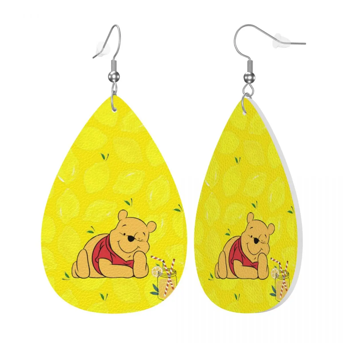 Custom Winnie The Pooh Dangle Drop Earrings Leather Earrings for Women Fashion For Party view 2