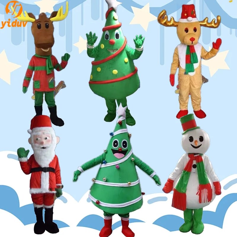 Christmas Cartoon Mascot Costume Santa Claus Reindeer Costume Adult Walking Suit Santa Tree Snowman Elk Cosplay Dressing Props