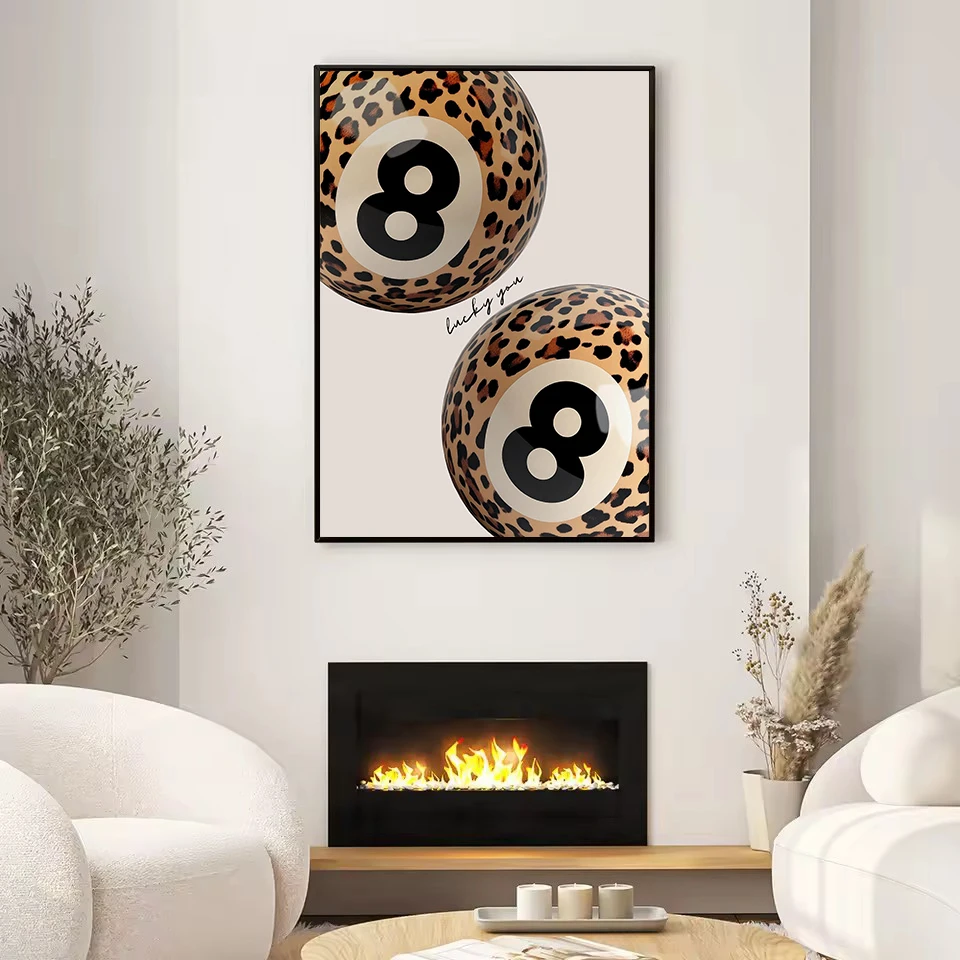 غير تقليدي القذرة مارتيني كوكتيل و ليوبارد لاكي رقم 8 الكرة أحمر الشفاه قبلة المشارك حائط لوح رسم الفن صور ديكور المنزل بار