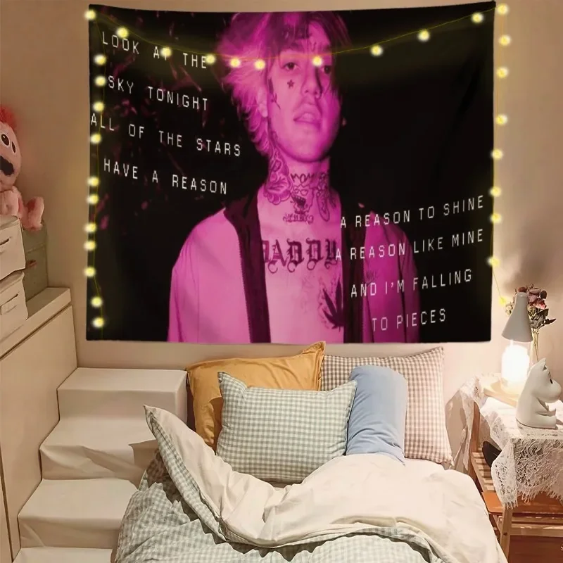 Customization 1 Stk. Obainpu Lil Peep Flagge Sternenhimmel Einkaufstext Sternenhimmel Hintergrund Wandbehang Raumdekoration Mit