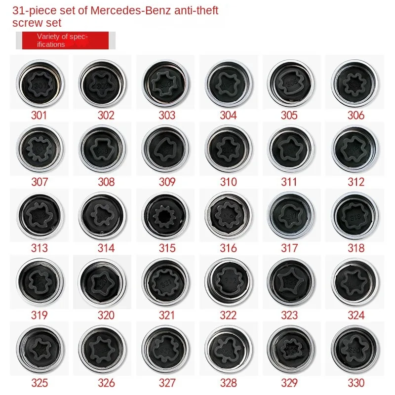 Suitable for Mercedes Benz ABC/E/S-Class GLC/CLA/GLK tire anti-theft screw nut socket key disassembly tool