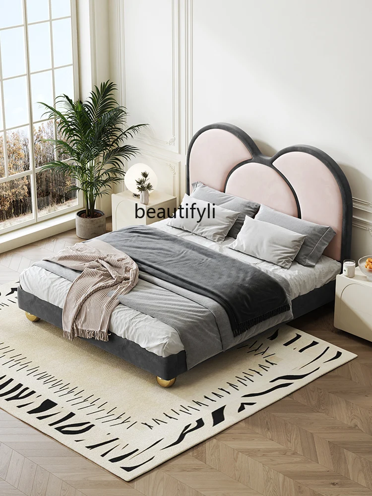 Light Luxury Soft Bag Boy Bedroom Simple Cute Cat Modern Simple Youth Leather Bed